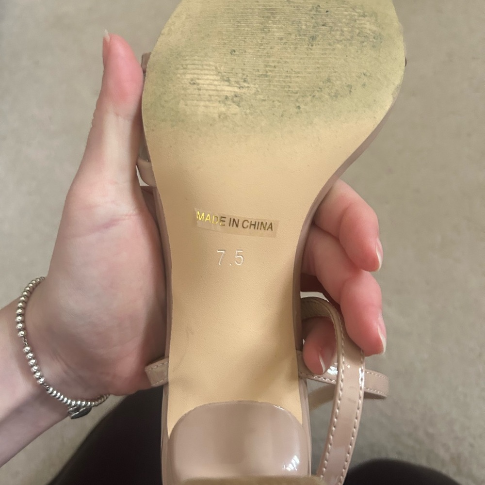 Nude Patent Ankle-Strap Block Heel Sandals - Picture 4 of 4